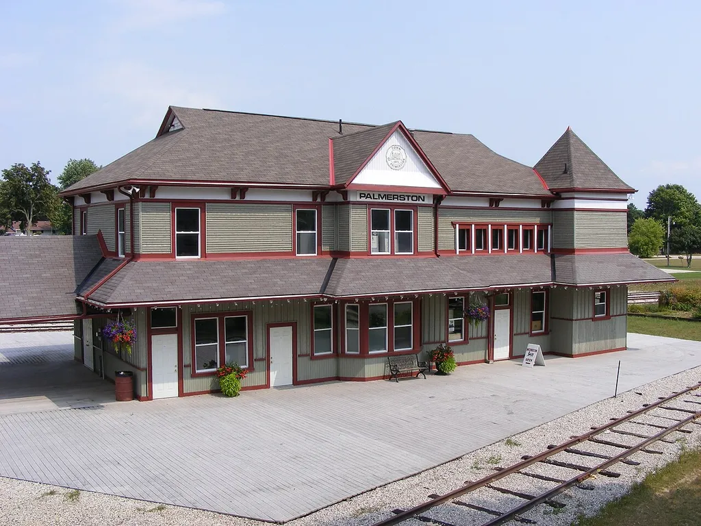 Former train station in Palmerston, Ontario, now a museum.