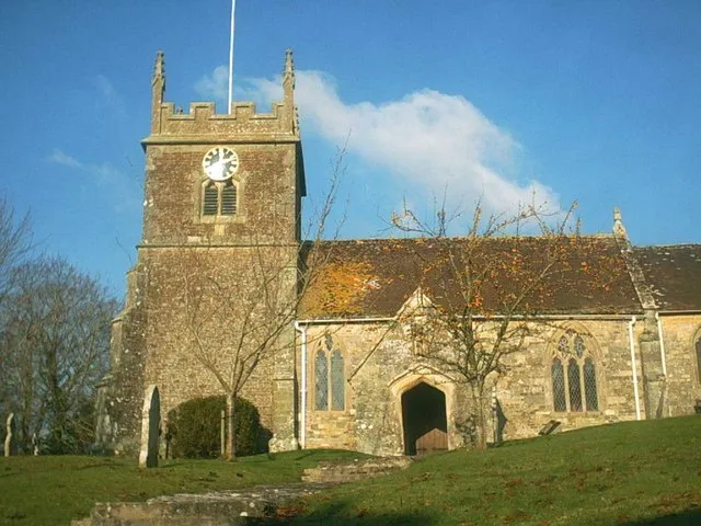 Nave and west tower of St John the Baptist's parish church, Buckhorn Weston, Somerset, seen from the south