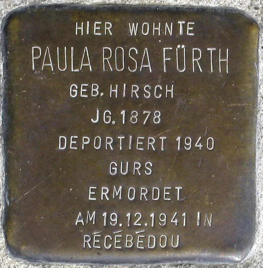 Stolperstein dedicated to Paula Rosa Fürth