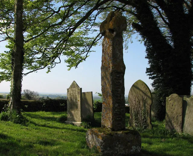 Stone cross in St Bartholomew's parish churchyard, Sproxton, Leicestershire. Probably Anglo-Norse.