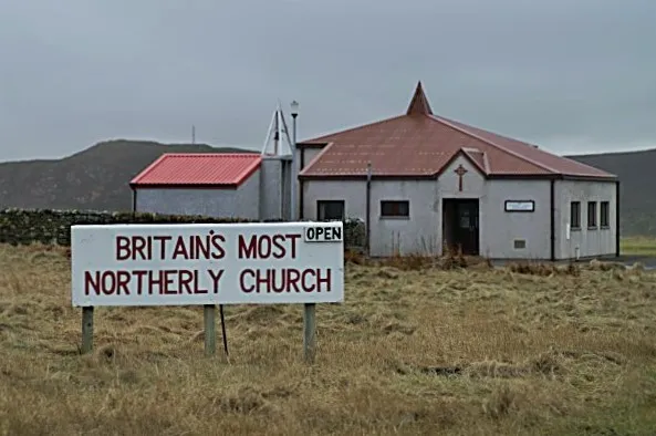 Haroldswick Methodist Church Britain's most northerly church - it does exactly what it says on the sign!