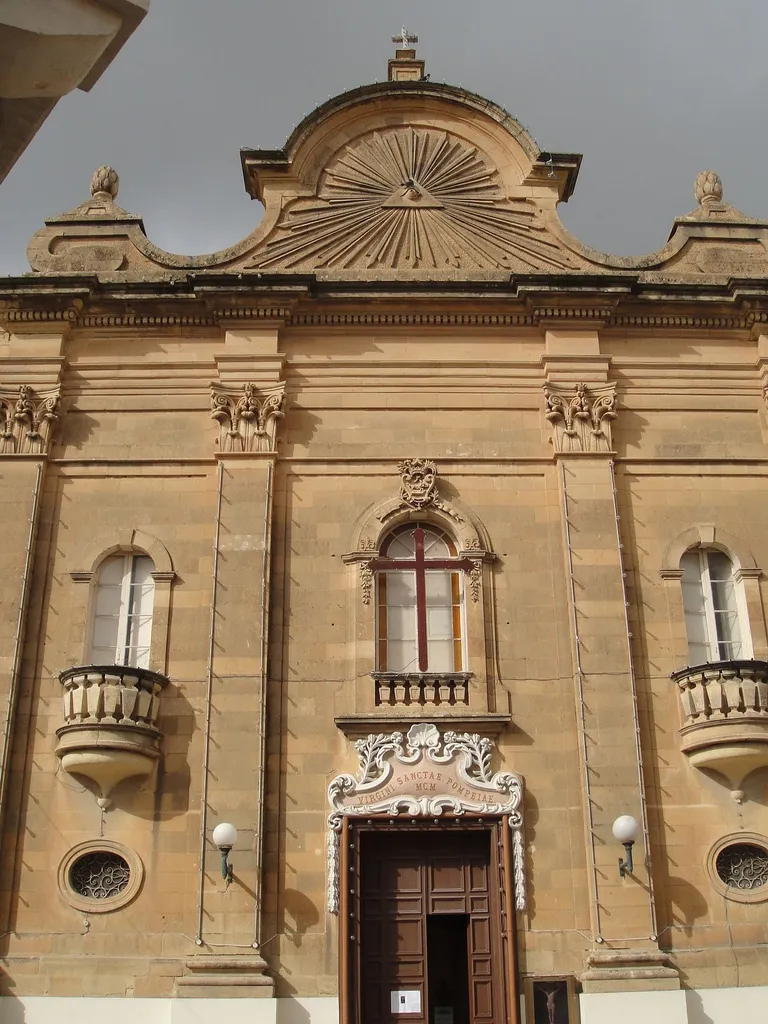 The façade of the church of Our Lady of Pompei in Victoria Gozo Malta.