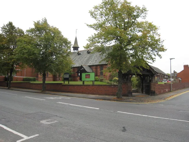 St Mark's church, Saltney St Mark's was built in 1892 by T M Lockwood. The structure is Ruabon red brick and the roof is 'graded Westmorland slate'; it is Grade II listed. The perimeter wall is contemporaneous with the church but the Lych gate dates to 1920 and is separately listed Grade II. Analysis of the distances between marks on the surveyors schedule for the First Geodetic Levelling Chester to Flint section, seems to indicate that there was a bench mark at this location on a gate post on the south side of the road. However, the gatepost should be west of the brick works, which was actually west of it. Today the church is surrounded by housing. .mw-parser-output .messagebox{margin:4px 0;width:auto;border-collapse:collapse;border:2px solid var(--border-color-progressive,#6485d1);background-color:var(--background-color-neutral-subtle,#fbfcff);color:var(--color-base,#202122);box-sizing:border-box;border-inline-start-width:8px}.mw-parser-output .messagebox.mbox-small{font-size:88%;line-height:1.25em}.mw-parser-output .mbox-warning,.mw-parser-output .mbox-speedy{border:2px solid var(--border-color-error,#b22222);background:var(--background-color-error-subtle,#ffdbdb);border-inline-start-width:8px}.mw-parser-output .mbox-serious,.mw-parser-output .mbox-delete,.mw-parser-output .mbox-stop{border:2px solid var(--border-color-error,#b22222);border-inline-start-width:8px}.mw-parser-output .mbox-issue,.mw-parser-output .mbox-content{border:2px solid #f28500;background:var(--background-color-warning-subtle,#ffe);border-inline-start-width:8px}.mw-parser-output .mbox-query,.mw-parser-output .mbox-style{border:2px solid #f4c430;background:var(--background-color-warning-subtle,#ffe);border-inline-start-width:8px}.mw-parser-output .mbox-shit{border:2px solid #960;border-inline-start-width:8px}.mw-parser-output .mbox-license{border:2px solid #88a;border-inline-start-width:initial}.mw-parser-output .mbox-legal{border:2px solid var(--border-color-notice,#666);background:var(--back