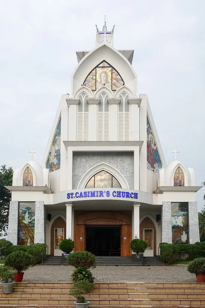 Front facade of St. Casimir's Church, Kadavoor, Kollam, Kerala, India