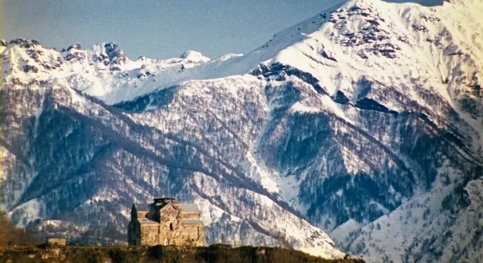 Bedia Cathedral with Caucasus in the background