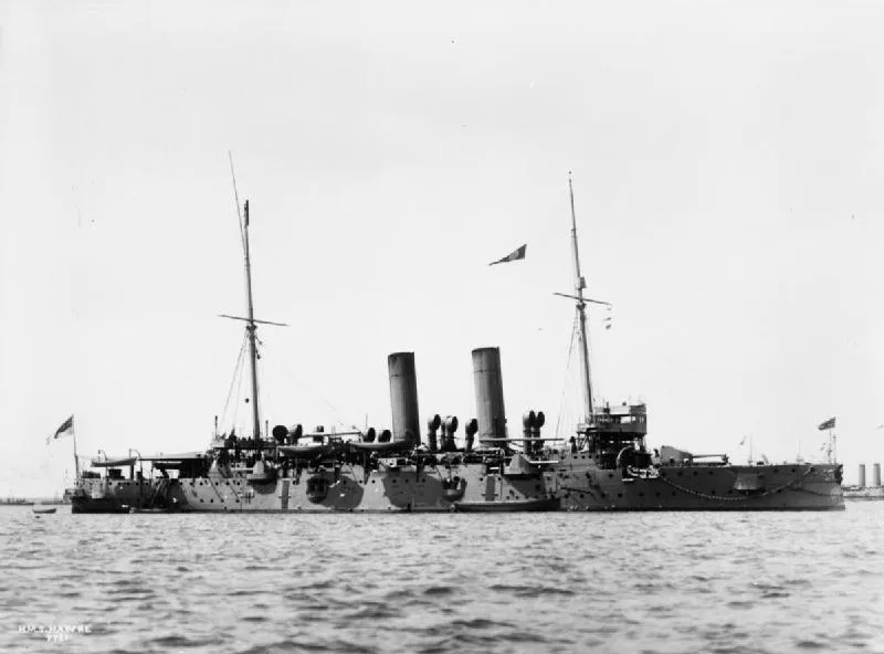 British Edgar class protected cruiser HMS HAWKE.