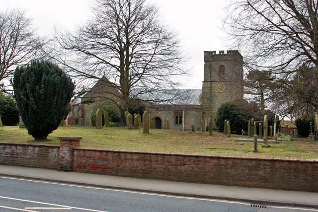 St Nicholas' Church, Wetwang, East Riding of Yorkshire, England.This view of the church is from the main road through Wetwang.