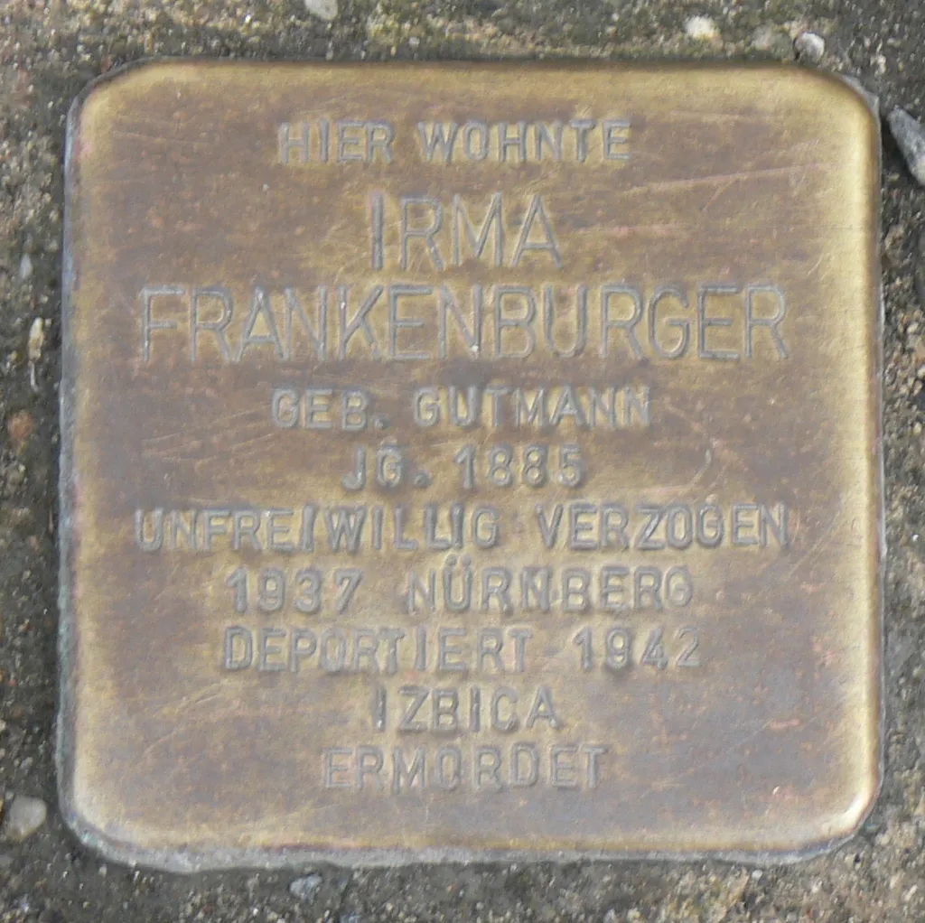Stolperstein dedicated to Irma Frankenburger