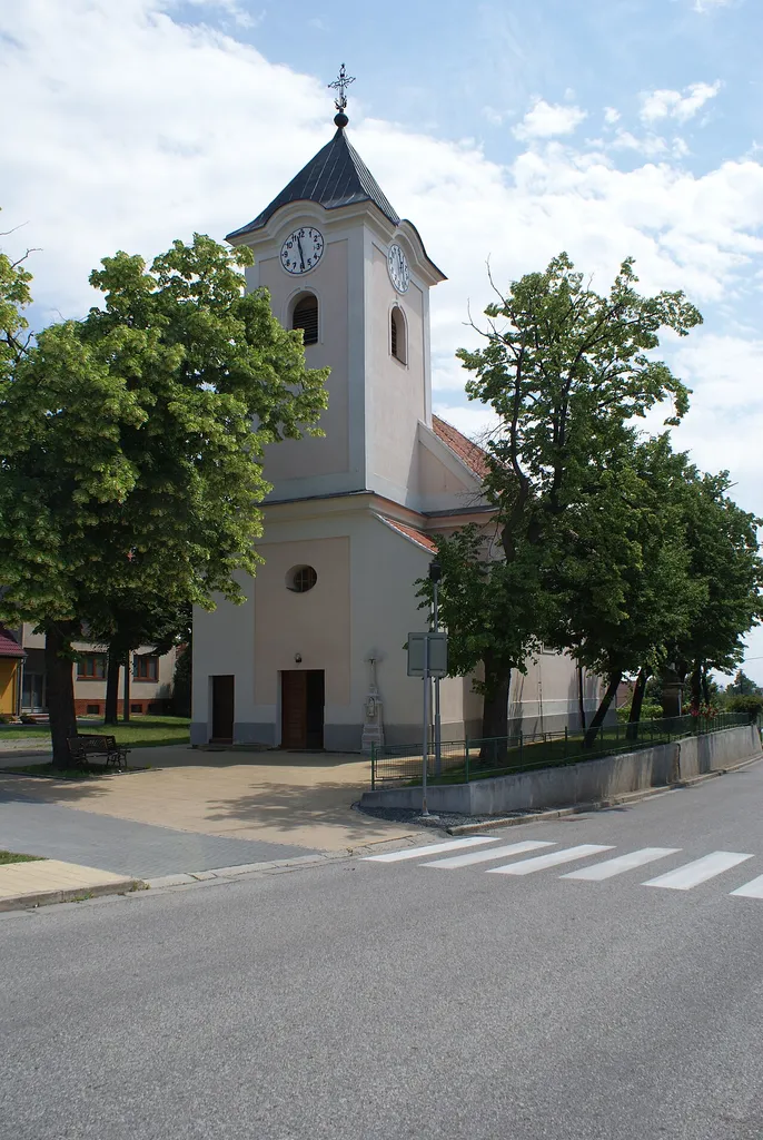 Šakvice, a village in Břeclav District, Czech Republic, church of St Barbara.