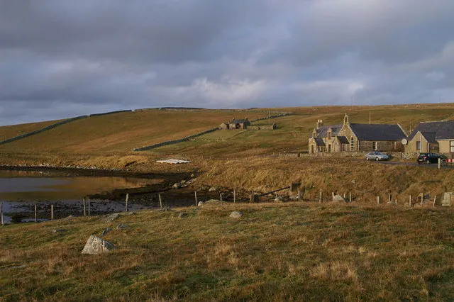 West Sandwick church Above the head of Southladie Voe.
