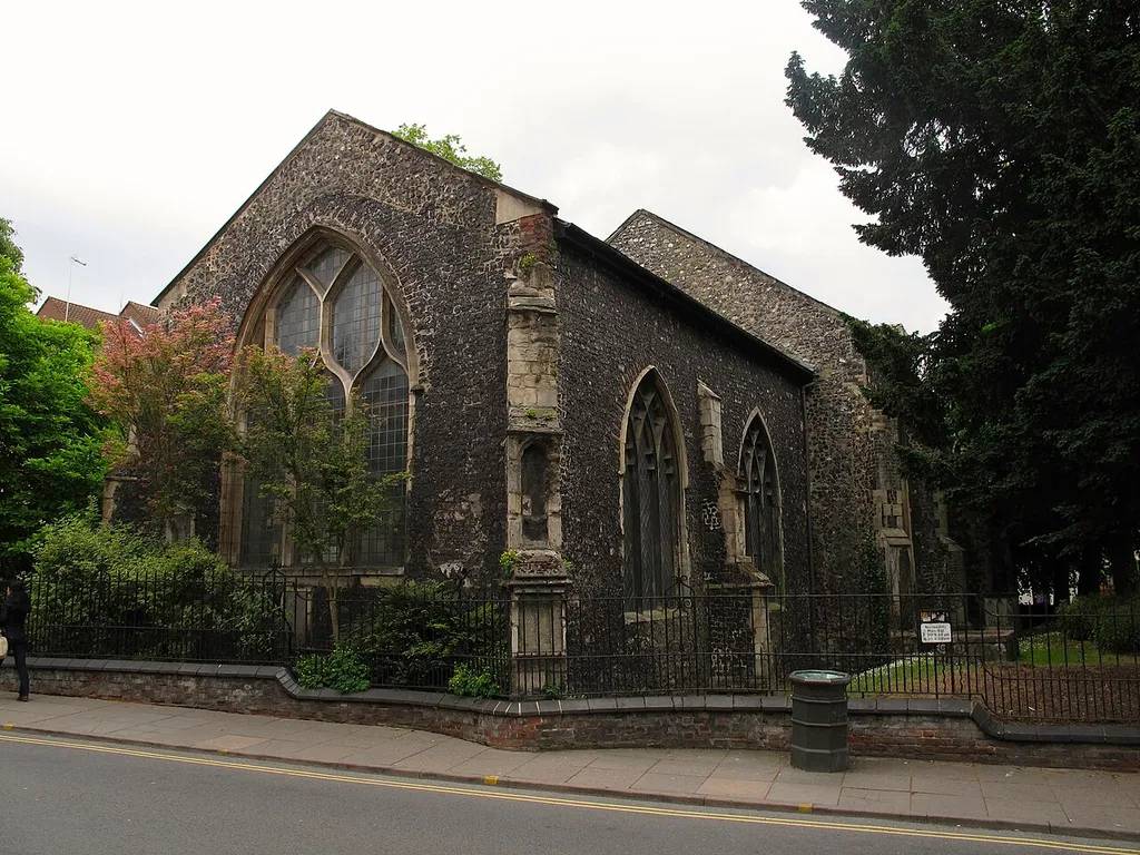 Former parish church of SS Simon and Jude, Norwich, Norfolk, seen from the northeast from Wensum Street