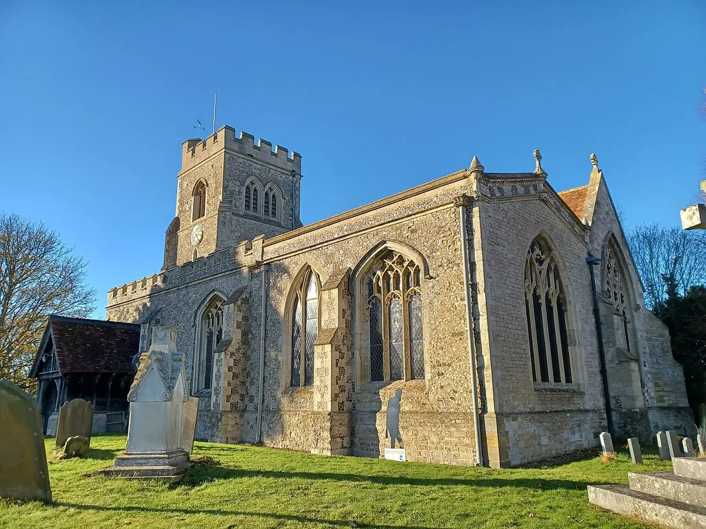 All Saints Church, Marsworth, Buckinghamshire, England. Late 12th century with 14th and 15th century alterations, and Victorian refurbishment. Grade II* listed.