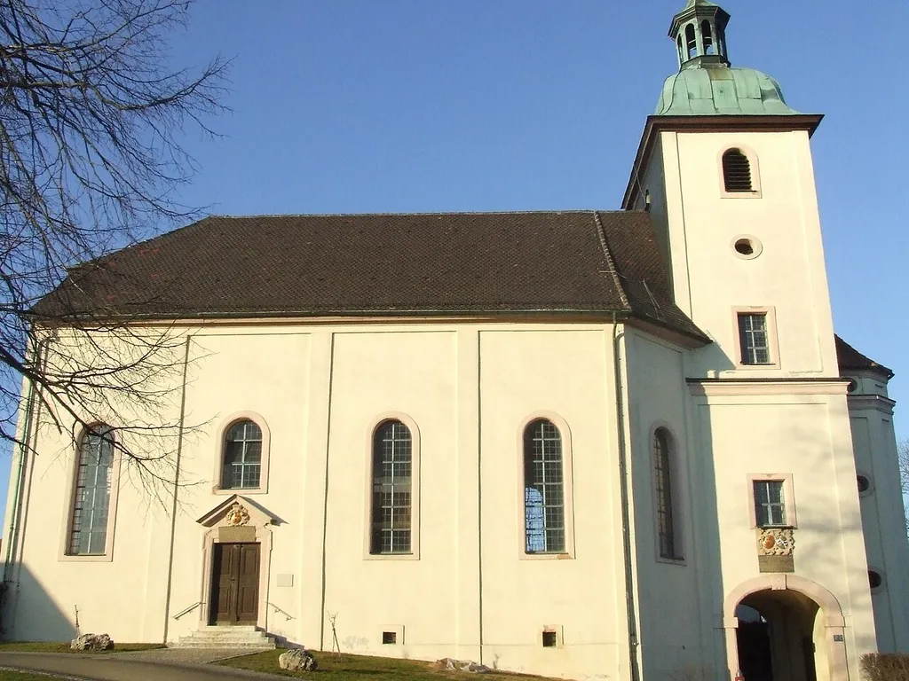 Schlosskirche Sulzbürg von Süden, Überrest des ehemalig gräflich Wolfsteinischen Schlosses Obersulzbürg, Gemeinde Mühlhausen in der Oberpfalz