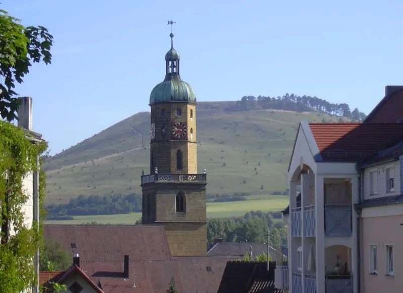 Church of Bopfingen, Germany, in the background the Ipf hill can be seen