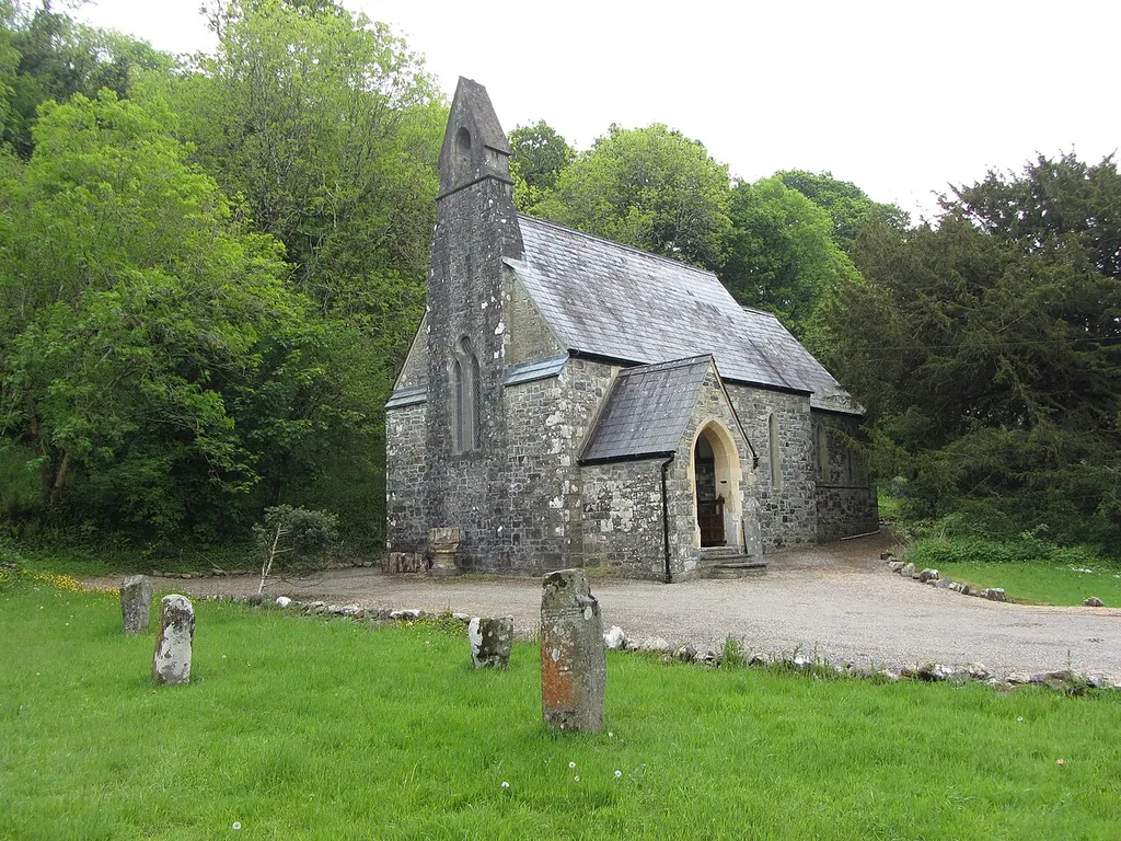 Church and pillar stones in the Gwaun Valley
