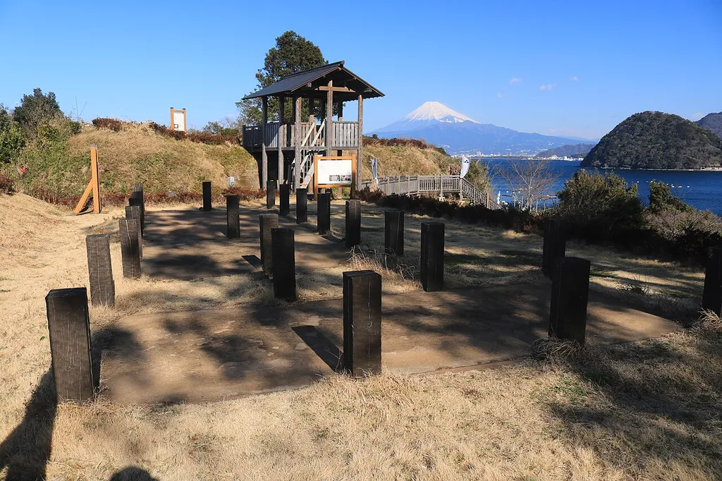 2nd Kuruwa of Nagahama Castle and Mount Fuji in Numazu, Shizuoka Prefecture, Japan.