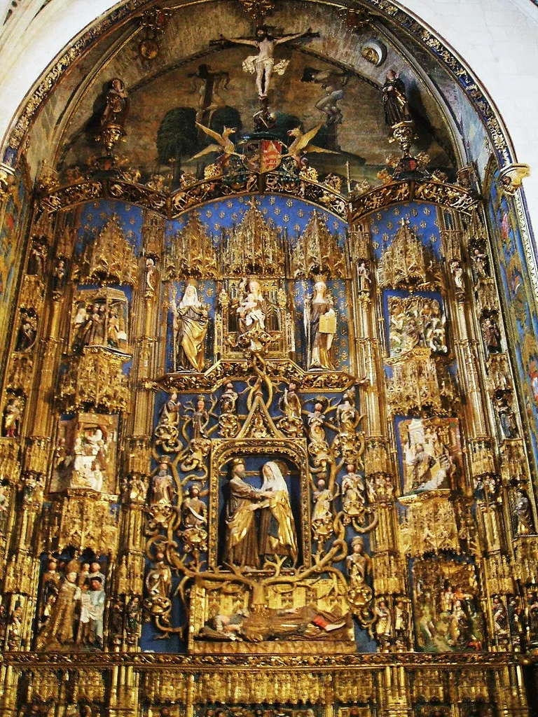Retablo gótico hispano-flamenco de la Capilla de Santa Ana o de la Concepción, en la Catedral de Burgos (España), obra de Gil de Siloé y pintado por Diego de la Cruz (s-XV)