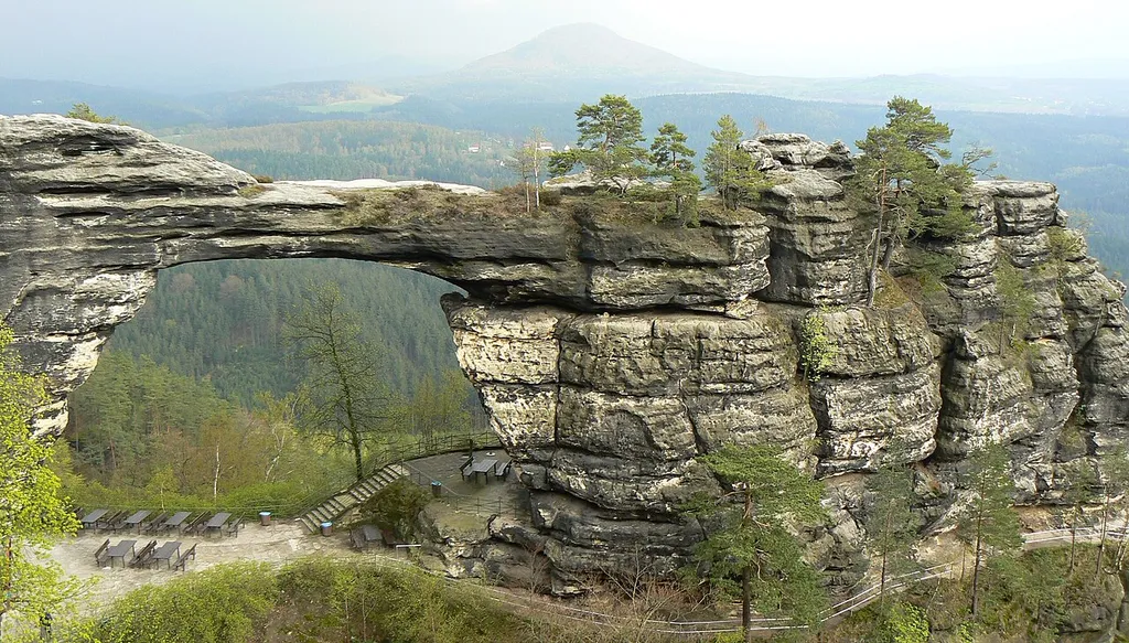 Pravčická brána (Prebischtor) in a part of national park Bohemian Switzerland and national natural monument, Děčín District