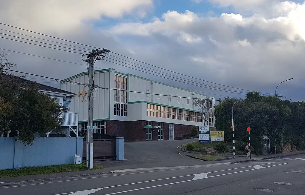 Karori streets and buildings, Wellington, Aotearoa New Zealand St Teresa’s Church, Karori Road