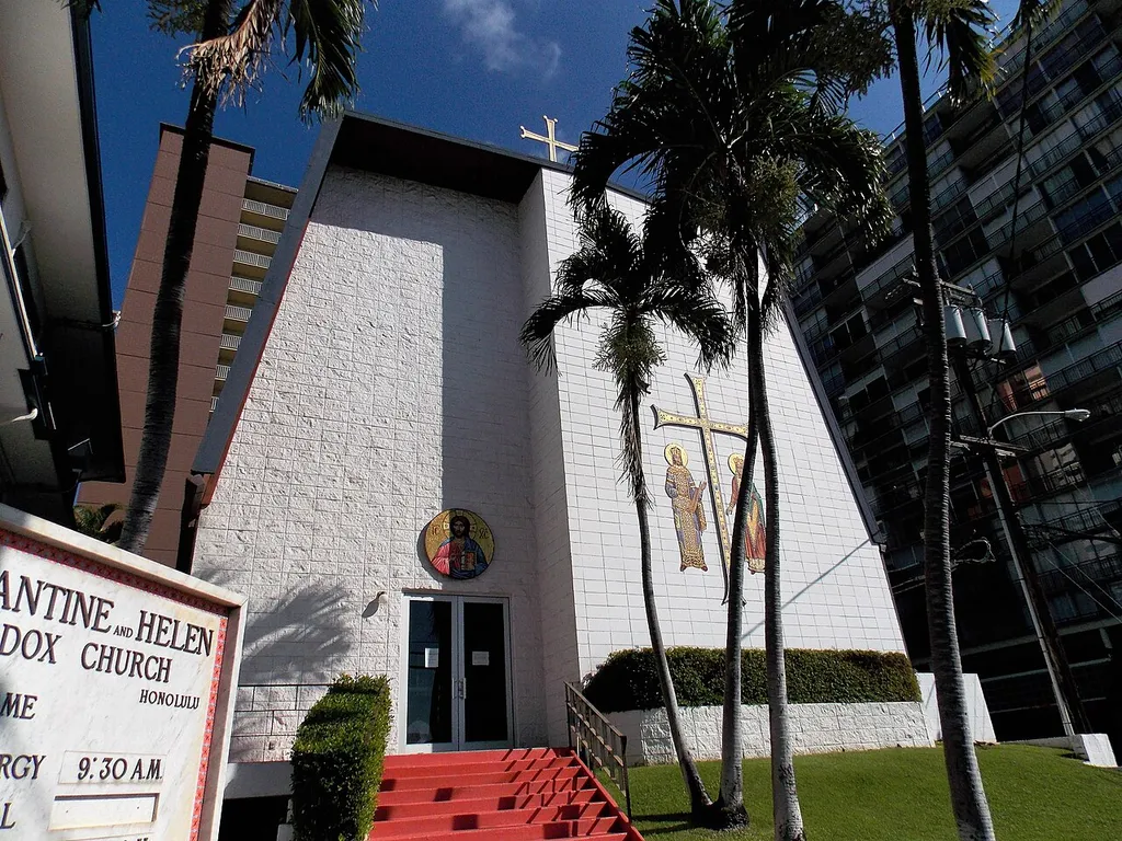 Saints Constantine &amp; Helen Greek Orthodox Cathedral of the Pacific in Honolulu, Hawaii.