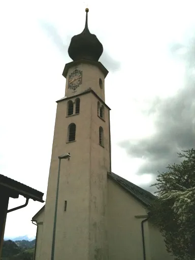 Kirchturm der reformierten Kirche Fanas, Kanton Graubünden