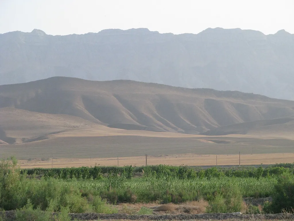 View on the Kopetdag mountains from the Ahal plain.