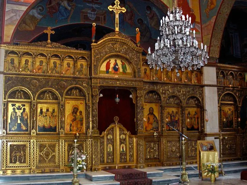 Gilded iconostasis in Melkite Church of the Annunciation, Jerusalem