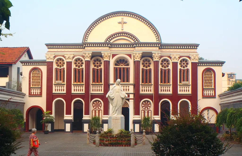 Front view of Immaculate Conception Cathedral at Chengdu, Sichuan, seat of the Roman Catholic Diocese of Chengdu.