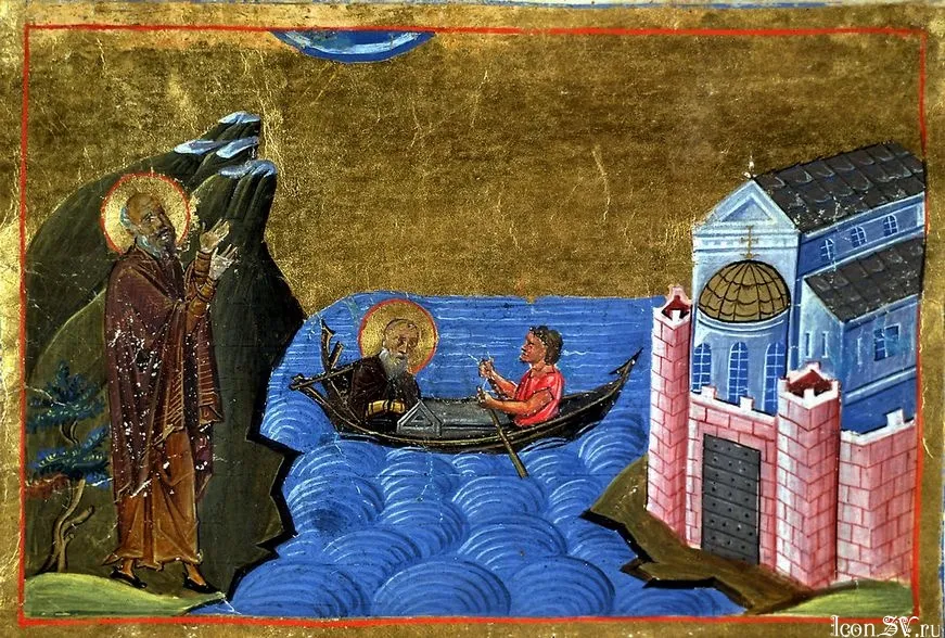 11th-century Byzantine miniature representing en:Studion Monastery. Menologion of Basil II