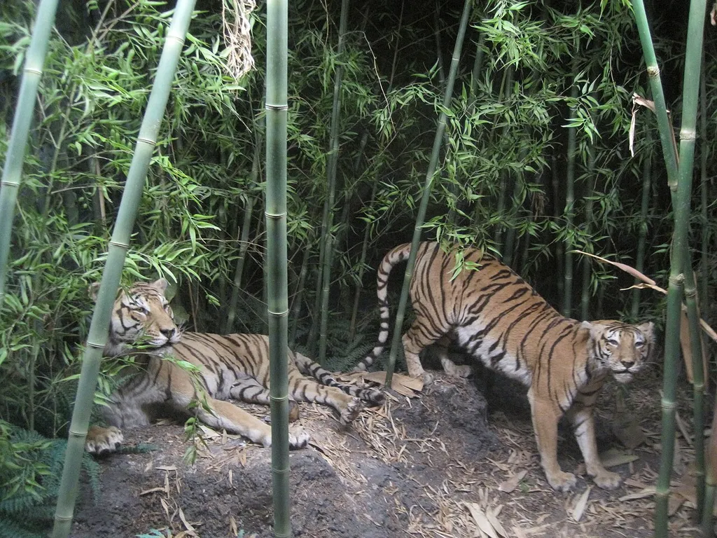 Diorama mit ausgestopften Tigern im Naturhistorischen Museum der Burgergemeinde Bern