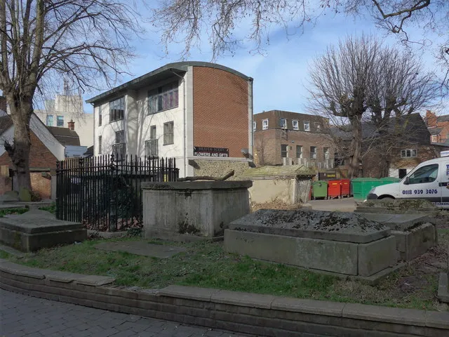 The four listed tombs to the north of the Minster (St Mary's) church in the English town of Reading