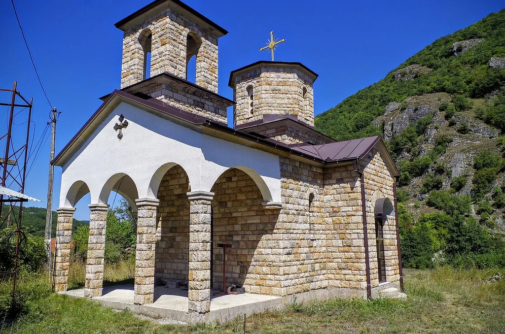 View of Sts. Cyril and Methodius Church in the village Pesočani