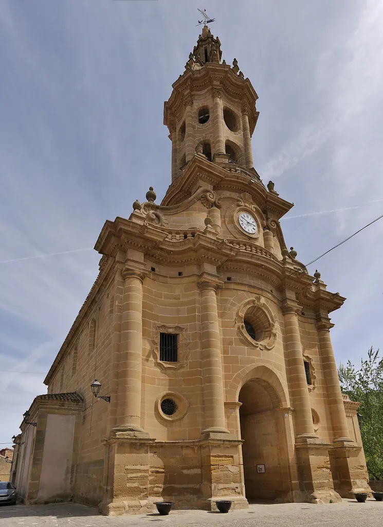3 images stitched toguether to get a full view of Church of San Miguel in Cuzcurrita de Río Tirón (La Rioja, Spain).