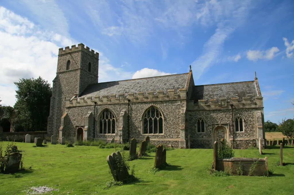 All Saints' parish church, West Acre, Norfolk, seen from south-southeast