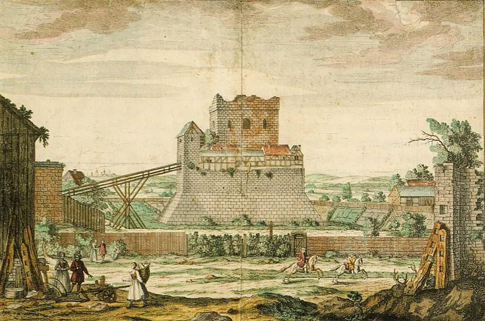 Ruine der Veste Erlangen von Norden. Die Ruine wurde 1783/84 abgetragen.