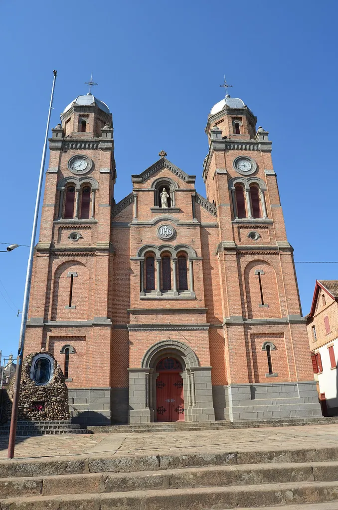 Front view of the Cathedral of the Holy Name of Jesus of Fianarantsoa.