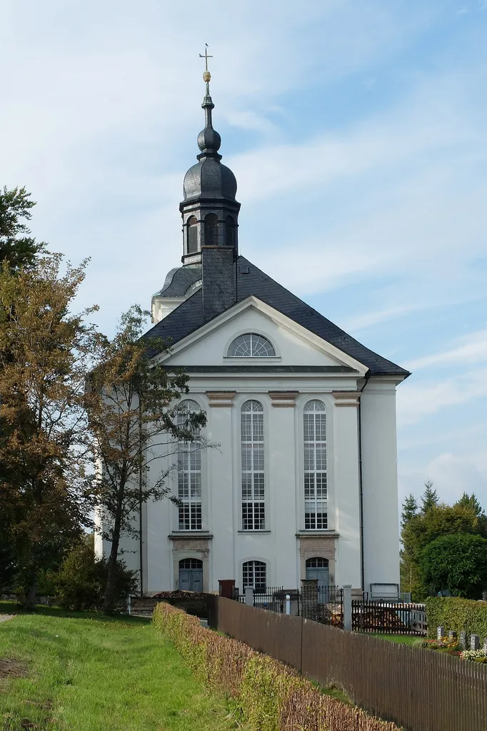 Kirche in Mildenau, Erzgebirgskreis (Sachsen) 50.5902761,13.067361