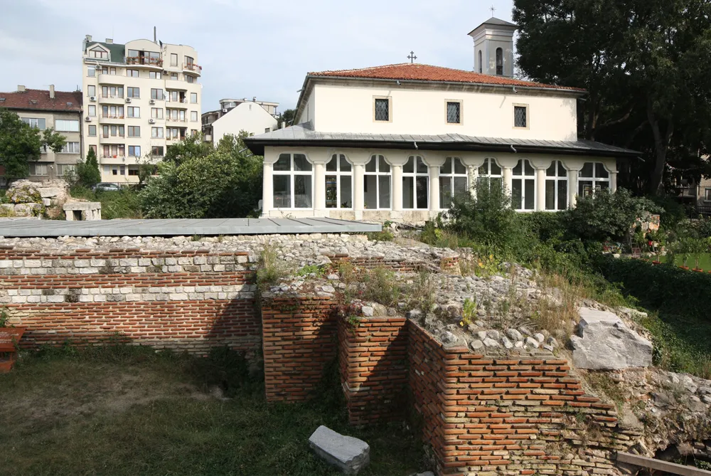 St.Athanasius Church in Varna with the Roman Thermae in foreground
