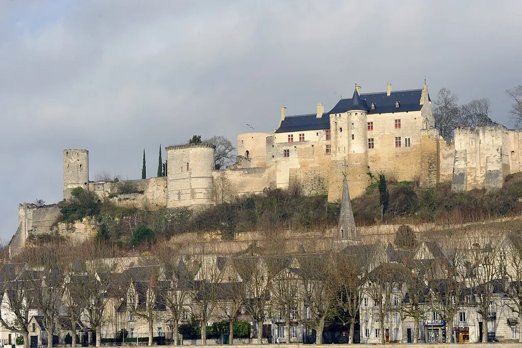 Vue du château de Chinon de la rive gauche de la Vienne, après la restauration de 2006-2009