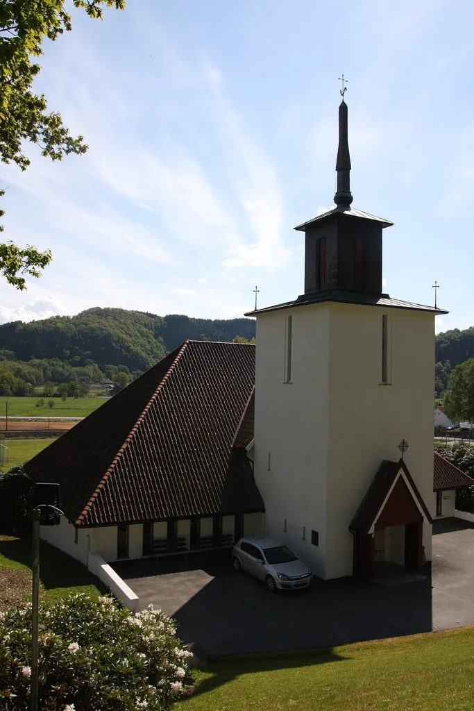 Bakkebø Church from 1960 in Eigersund, Rogaland, Norway. Architects Arnstein Arneberg and Olav S. Platou.