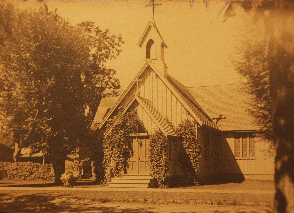 Photograph of an 1890s postcard of St. John's Episcopal Church built in 1863 in Sparta, Monroe County, Wisconsin, United States