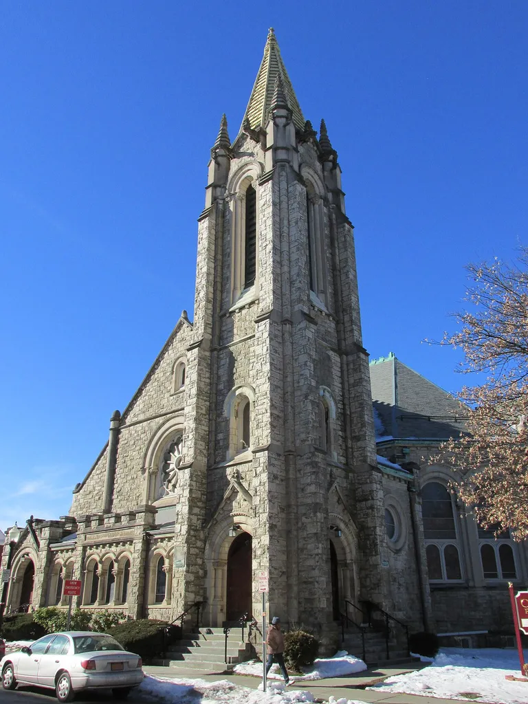 The former First Presbyterian Church, Poughkeepsie New York. In 2008, the building was sold to the Redeemed Christian Fellowship, an African-American non-denominational congregation.