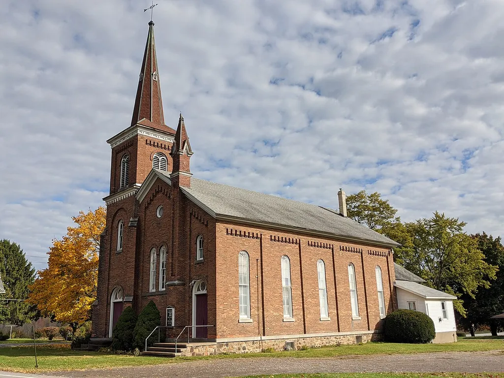 Southwest side of the East Palmyra Presbyterian Church in 2020