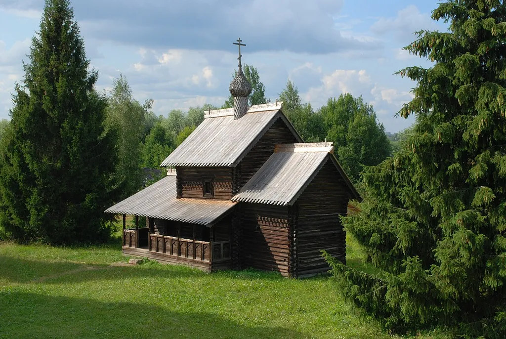 Церковь Успения Пресвятой Богородицы из д. Никулино Любытинского района (Новгородская область, Великий Новгород, Витославлицы, строение 15)