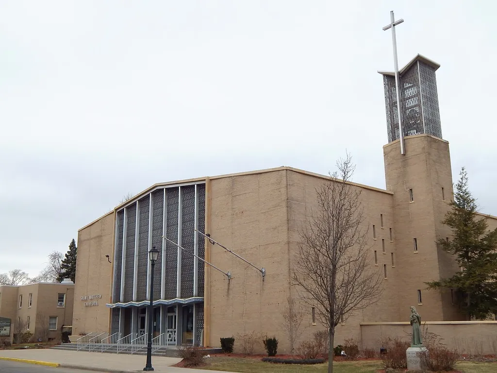 A view of the front of St. Matthew Cathedral, at 1701 Miami Street South Bend, Indiana