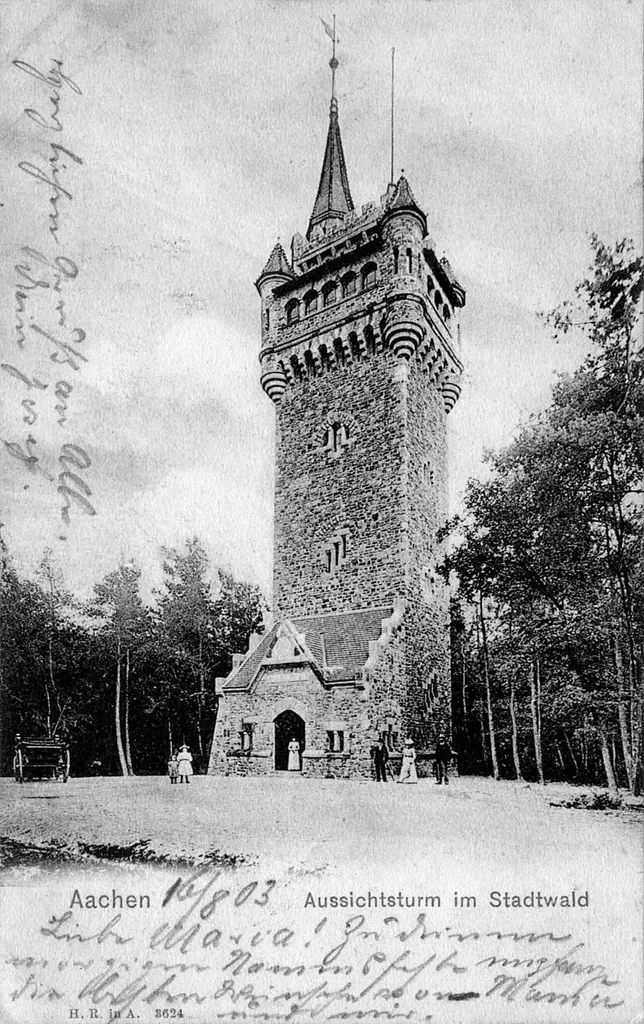 Pelzerturm, Aussichtsturm im Aachener Stadtwald; erbaut 1899; zerstört 1944