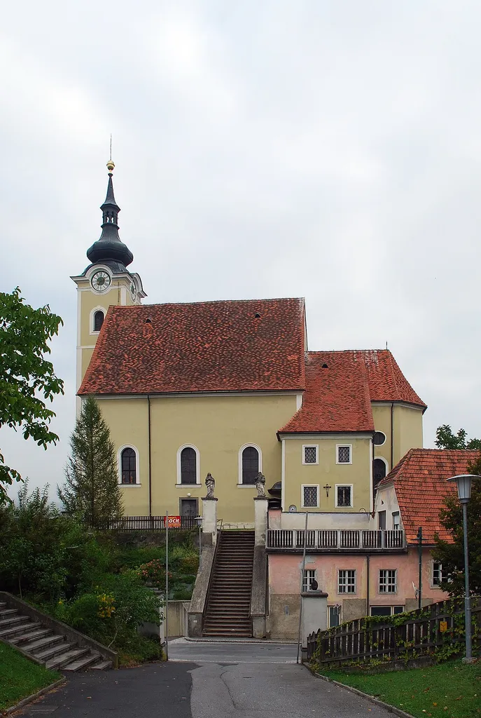 Preding, Weststeiermark: Pfarrkirche vom Süden aus This media shows the protected monument with ObjektID 3462 in Austria. (Commons, de, Wikidata)