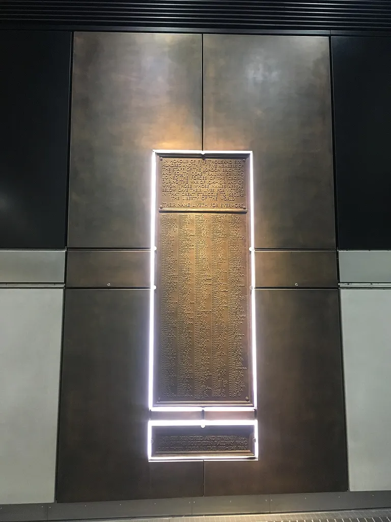 The memorial at London Bridge Station to the employees of the London, Brighton and South Coast Railway War Memorial who were killed in WWI and WW2.