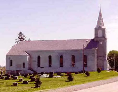 St. Michael's Catholic Church in Holbrook, Iowa is listed on the National Register of Historic Places. Scanned from a photo.