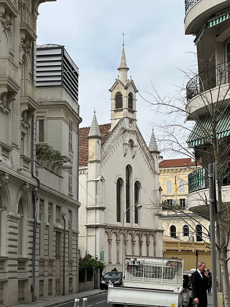 Église évangélique luthérienne de la Transfiguration de Nice en mars 2022. Rue Melchior de Vogue.